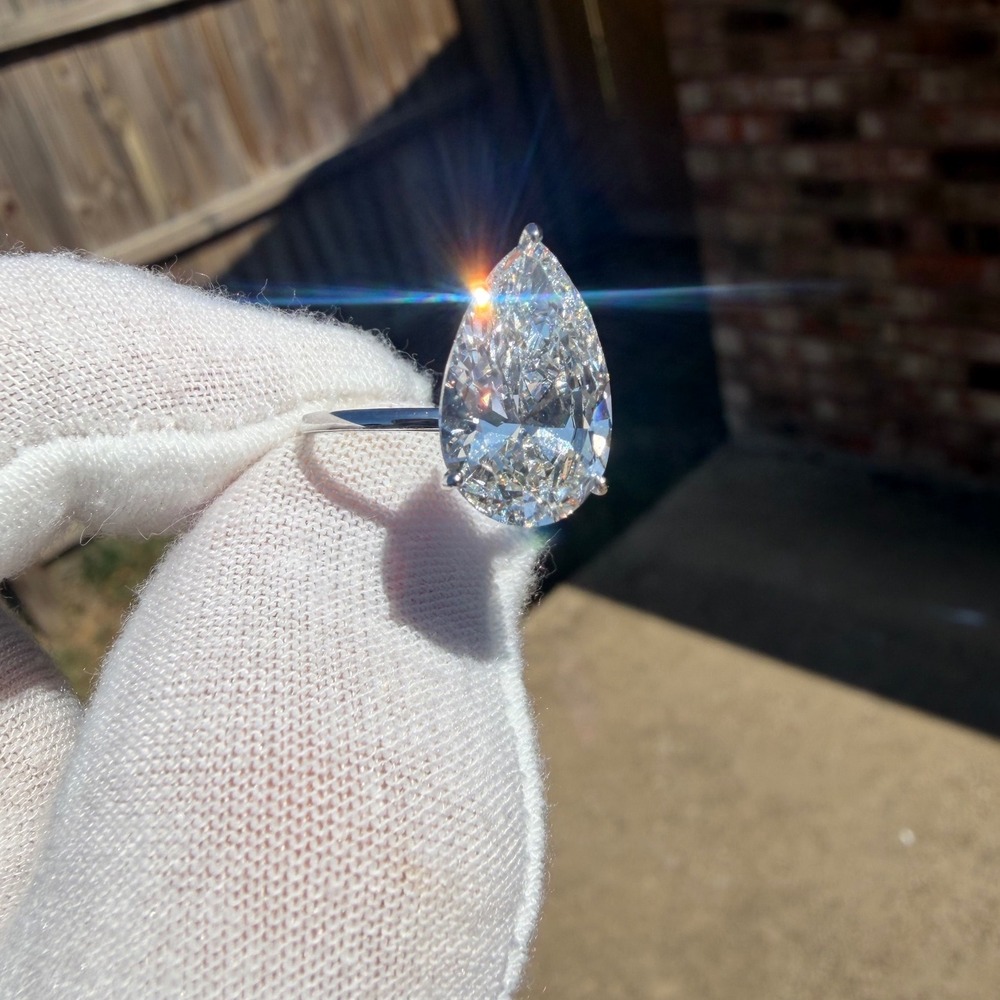 IGI 5.01ct Pear Lab Diamond Engagement Ring 14k White Gold